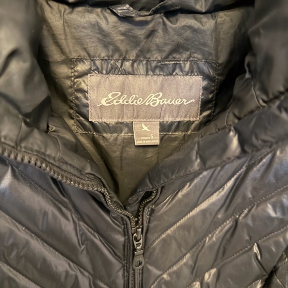 Eddie Bauer Women’s Coat Trinity Down Parka Size Small BLACK Jacket Belted - Picture 5 of 11